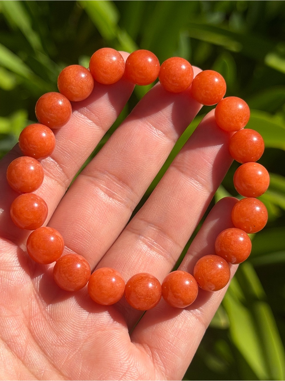 10mm Stretchable Orange Dyed Quartz Bracelet 2564 - Picture 2 of 8